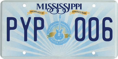 MS license plate PYP006
