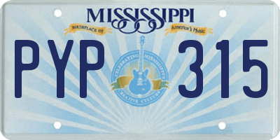 MS license plate PYP315