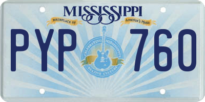 MS license plate PYP760