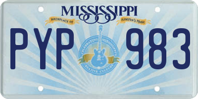 MS license plate PYP983