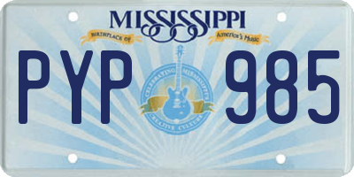 MS license plate PYP985