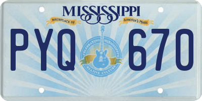 MS license plate PYQ670