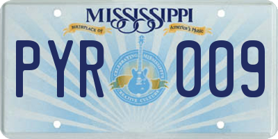 MS license plate PYR009