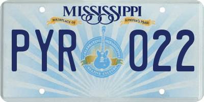 MS license plate PYR022