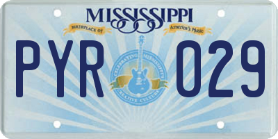 MS license plate PYR029