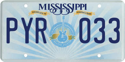 MS license plate PYR033