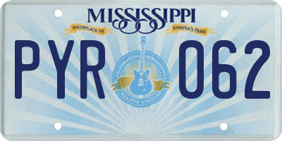 MS license plate PYR062