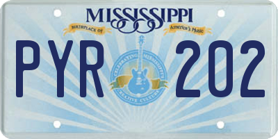 MS license plate PYR202