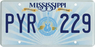 MS license plate PYR229