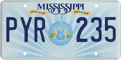 MS license plate PYR235