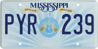 MS license plate PYR239