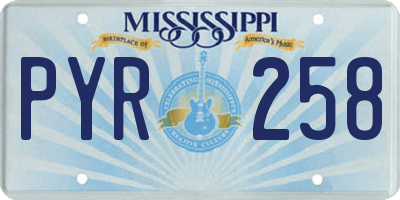 MS license plate PYR258