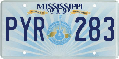 MS license plate PYR283