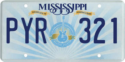 MS license plate PYR321
