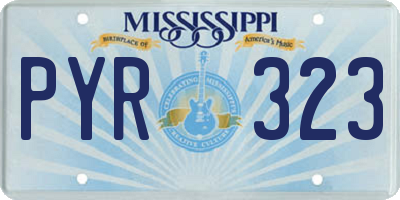 MS license plate PYR323