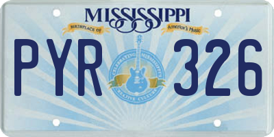 MS license plate PYR326