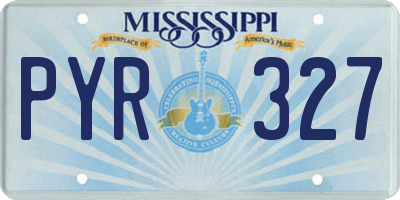 MS license plate PYR327