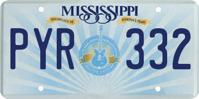 MS license plate PYR332