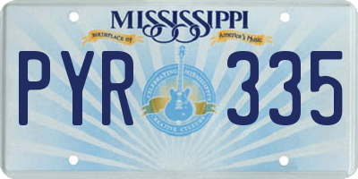 MS license plate PYR335