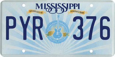 MS license plate PYR376