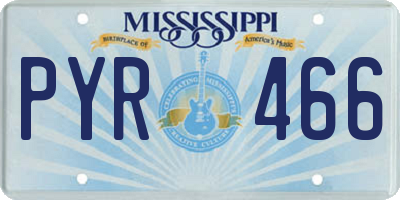 MS license plate PYR466