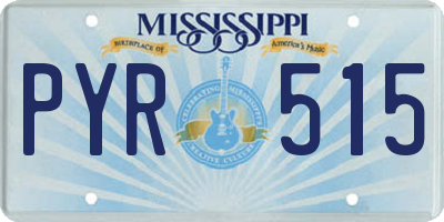 MS license plate PYR515