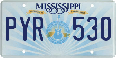 MS license plate PYR530