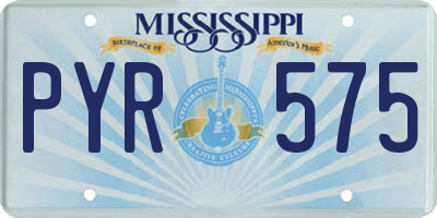 MS license plate PYR575