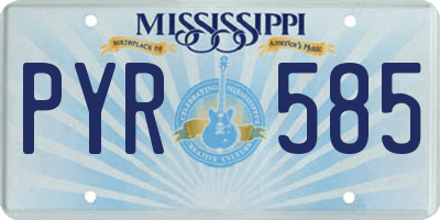 MS license plate PYR585