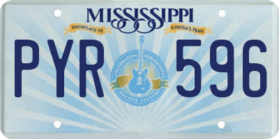 MS license plate PYR596