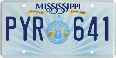 MS license plate PYR641