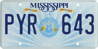 MS license plate PYR643