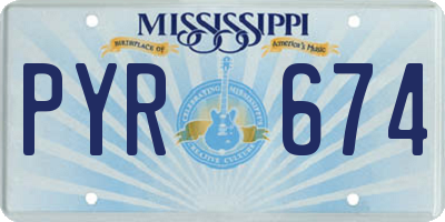 MS license plate PYR674