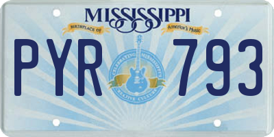 MS license plate PYR793