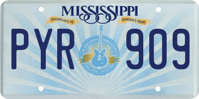 MS license plate PYR909