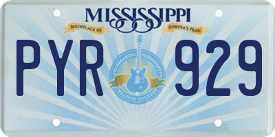 MS license plate PYR929