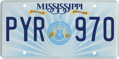 MS license plate PYR970
