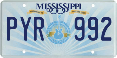 MS license plate PYR992