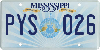 MS license plate PYS026
