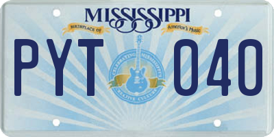 MS license plate PYT040