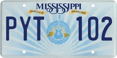 MS license plate PYT102