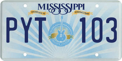 MS license plate PYT103