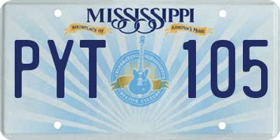 MS license plate PYT105