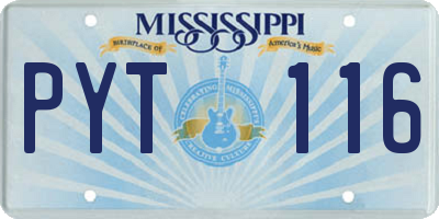 MS license plate PYT116