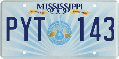 MS license plate PYT143