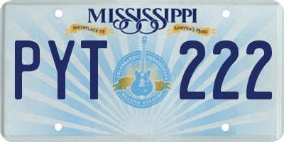 MS license plate PYT222