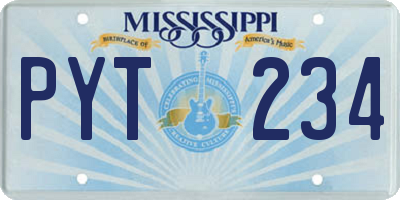 MS license plate PYT234