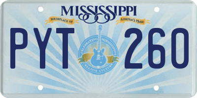 MS license plate PYT260