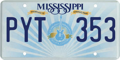 MS license plate PYT353
