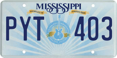 MS license plate PYT403